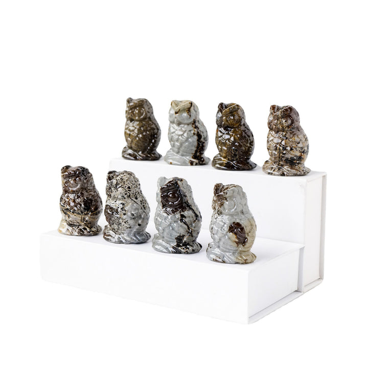 Olivenorma Natural Picture Jasper Owl Carving Craft Ornament - image 2