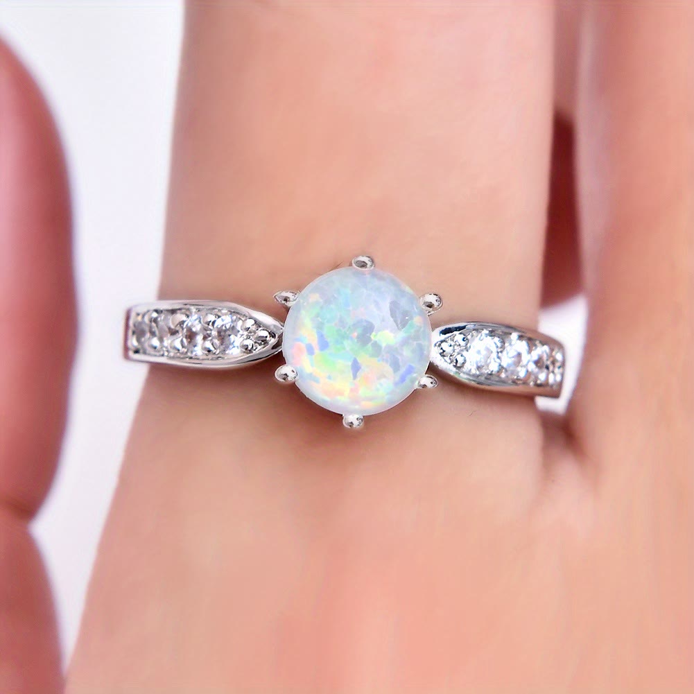 Olivenorma Six Claws Round Opal Edge Band Ring - image 2