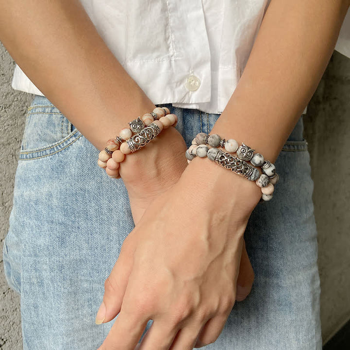 Olivenorma Owl Natural Crystal Beads Bracelet - Rhodonite - image 8