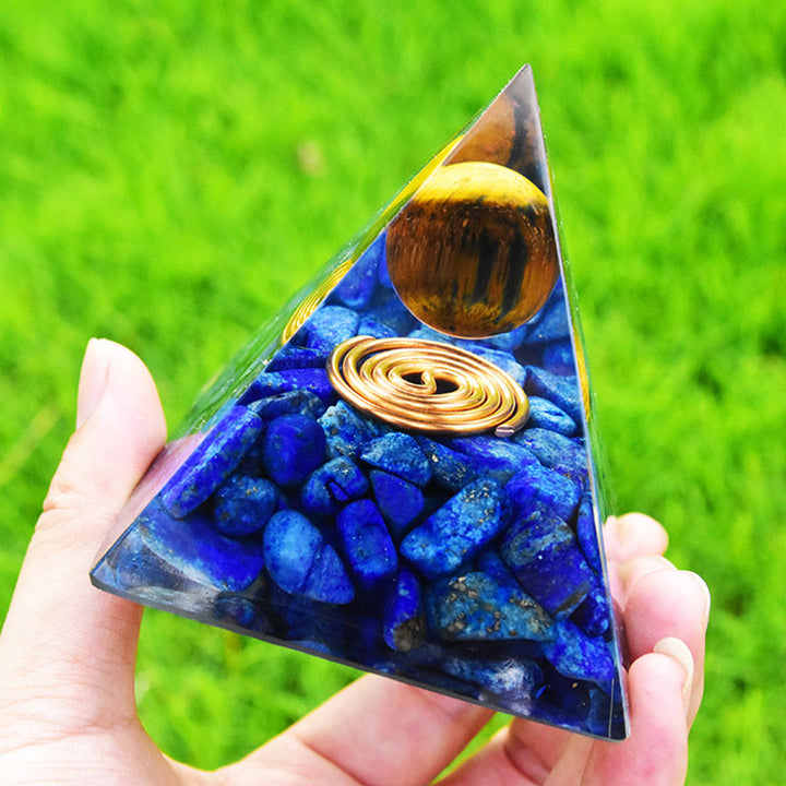 Olivenorma Lapis Lazuli Tiger Eye Orgone Pyramid - image 4