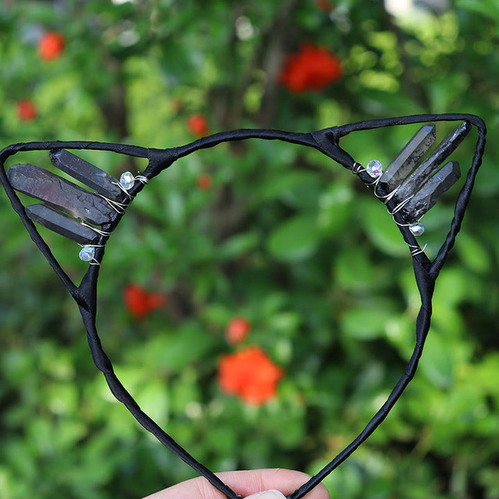 Olivenorma Electroplating Crystal Cat Ears Headband - Tea Gray Quartz - image 50