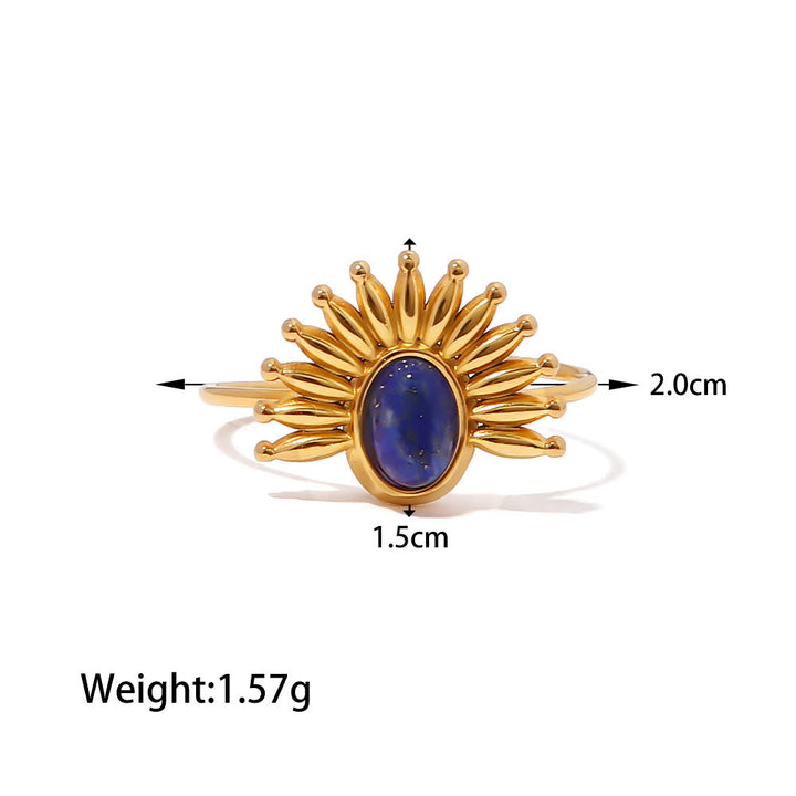 Olivenorma Court Vintage Titanium Steel Lapis Lazuli Ring Set - Adjustable - Lapis Lazuli#3 - image 3