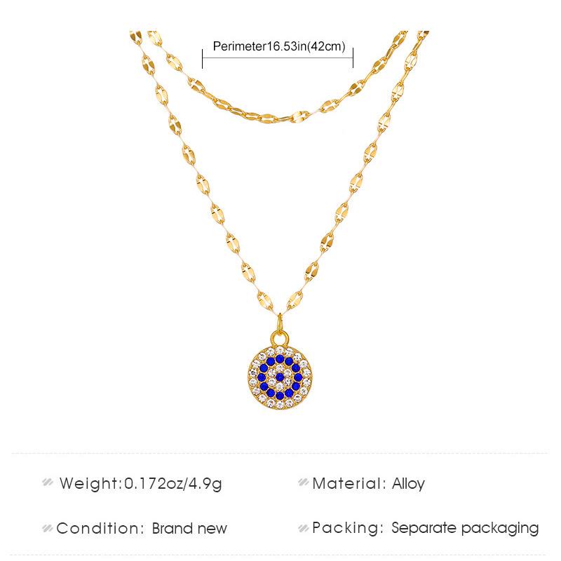Olivenorma White Zircon Evil Eye Double Alloy Necklace - image 5