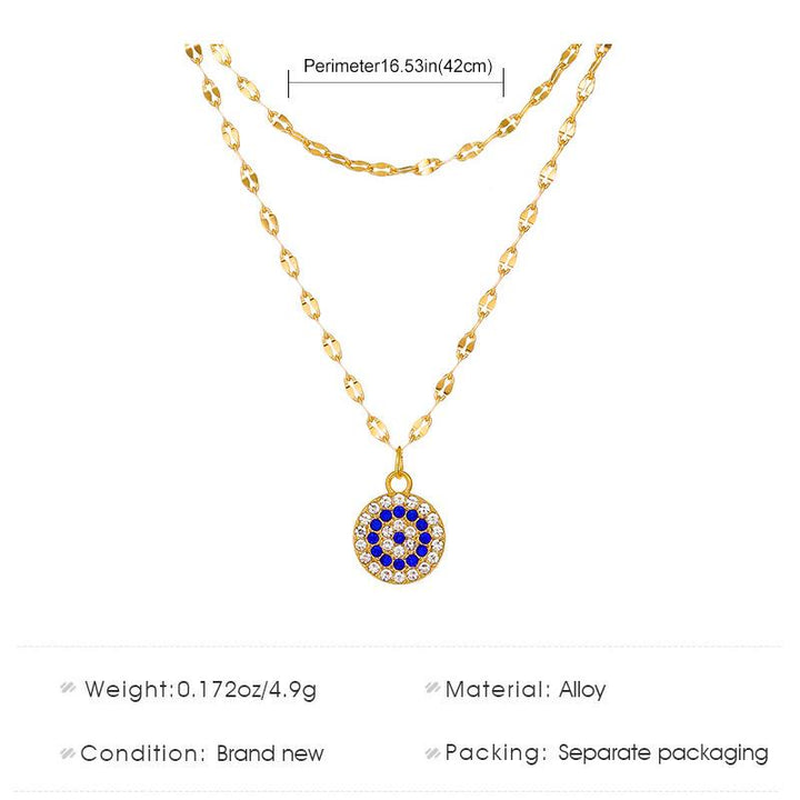 Olivenorma White Zircon Evil Eye Double Alloy Necklace - image 5