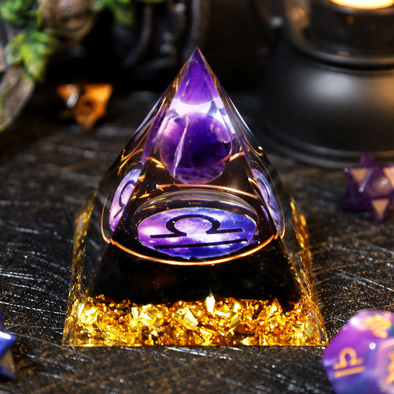 Olivenorma Amethyst Ball Obsidian Gravel Zodiac Libra Orgone Pyramid - 2.36''*2.36''(6cm X 6cm) - YES PLEASE $8 - image 0