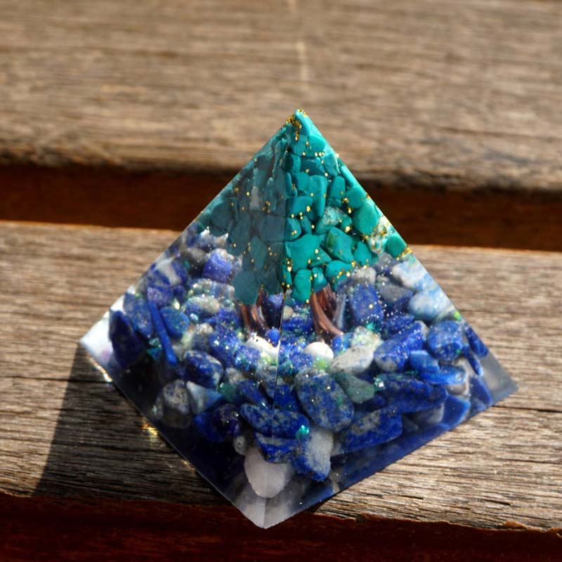 Olivenorma Lapis Lazuli With Turquoise Tree Of Life Orgone Pyramid - image 7