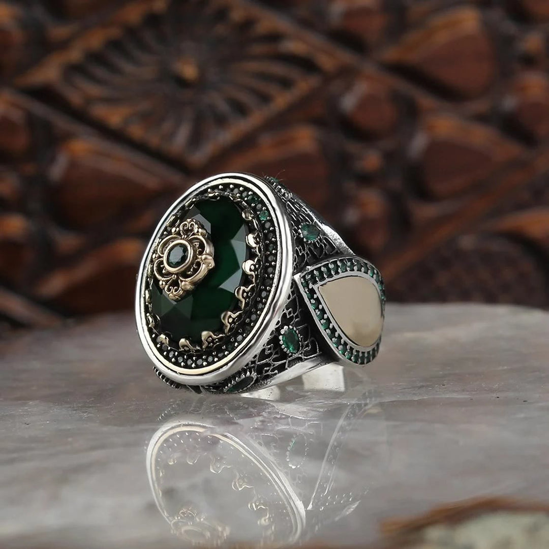 Olivenorma Water Drop Emerald Stacking Ring - 13 - image 0