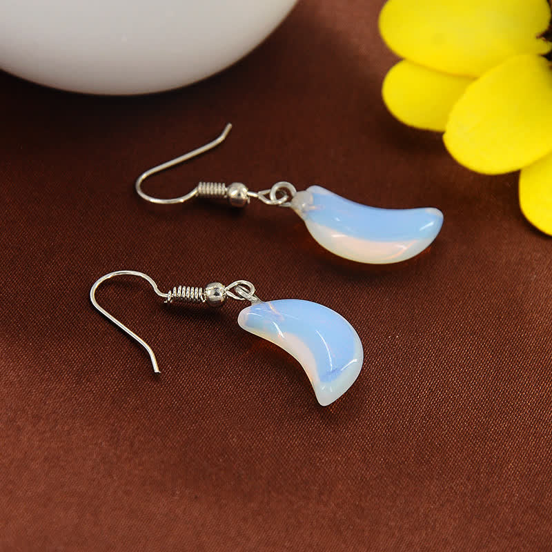 Natural Opal Moon Reki Earrings - Opal - image 0
