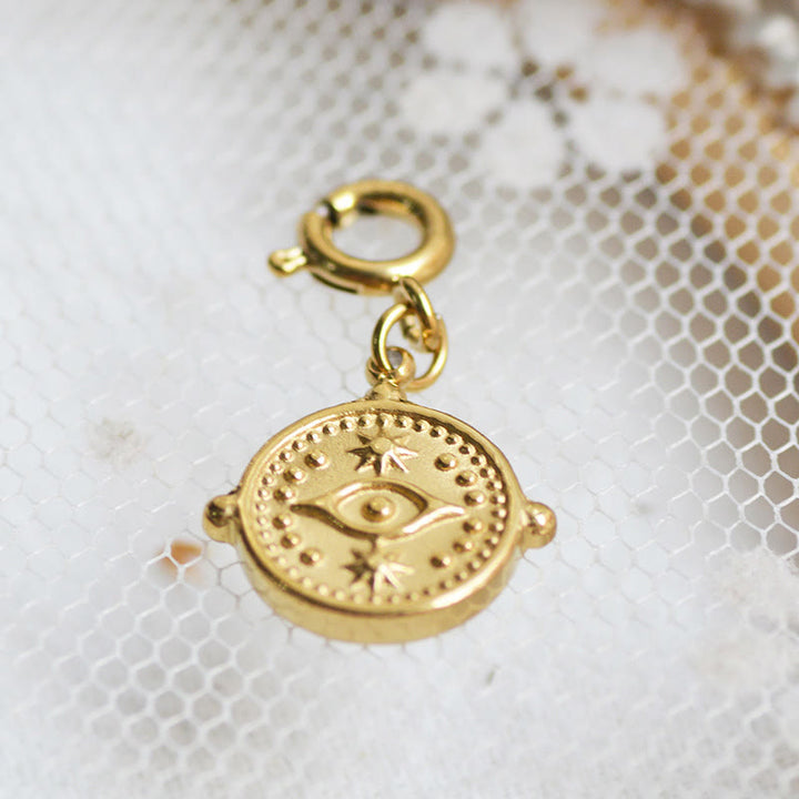Olivenorma Geometric Round Or Water Drop Crystal Gold Pendant Necklace - Circle & Evil Eye - Necklace #5 - image 12