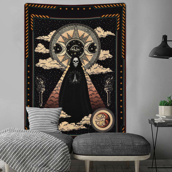 Olivenorma Sun Moon Wizard Witch Skull Tapestry - image 2