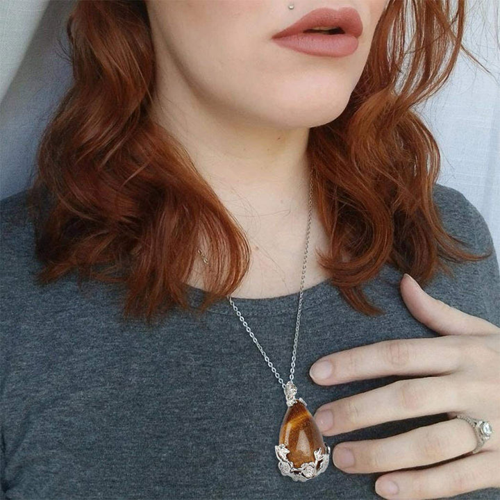 Natural Stone Water Drop Plum Necklace - image 11