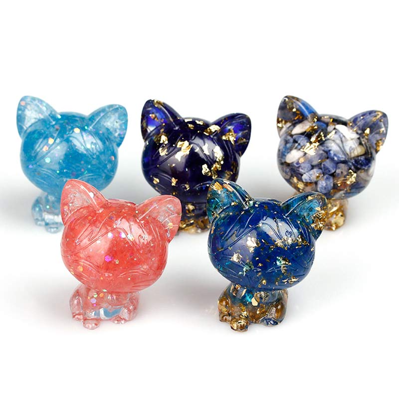 Olivenorma Natural Crystal Cat Gemstone Decoration - image 0