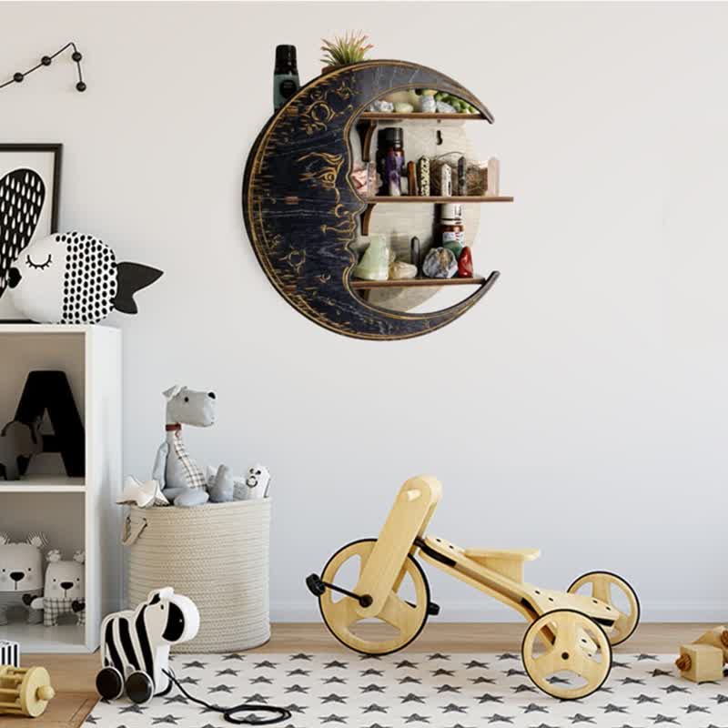 Olivenorma Crescent Moon Face Wooden Crystal Shelf - image 4