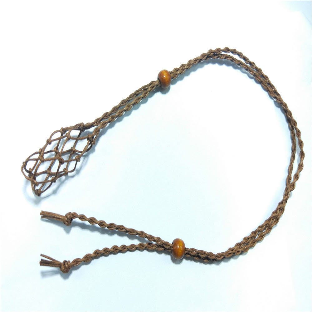 Olivenorma Handwoven Extra Large 5.5cm Adjustable Necklace Mesh Bag - Brown - image 3