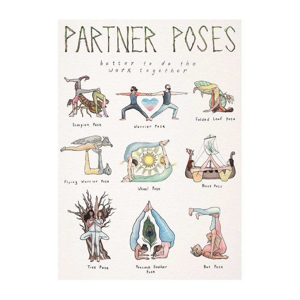 Olivenorma Yoga Partner Pose Heart Openers Poster - "PARTNER POSES" - 40*60cm - image 2