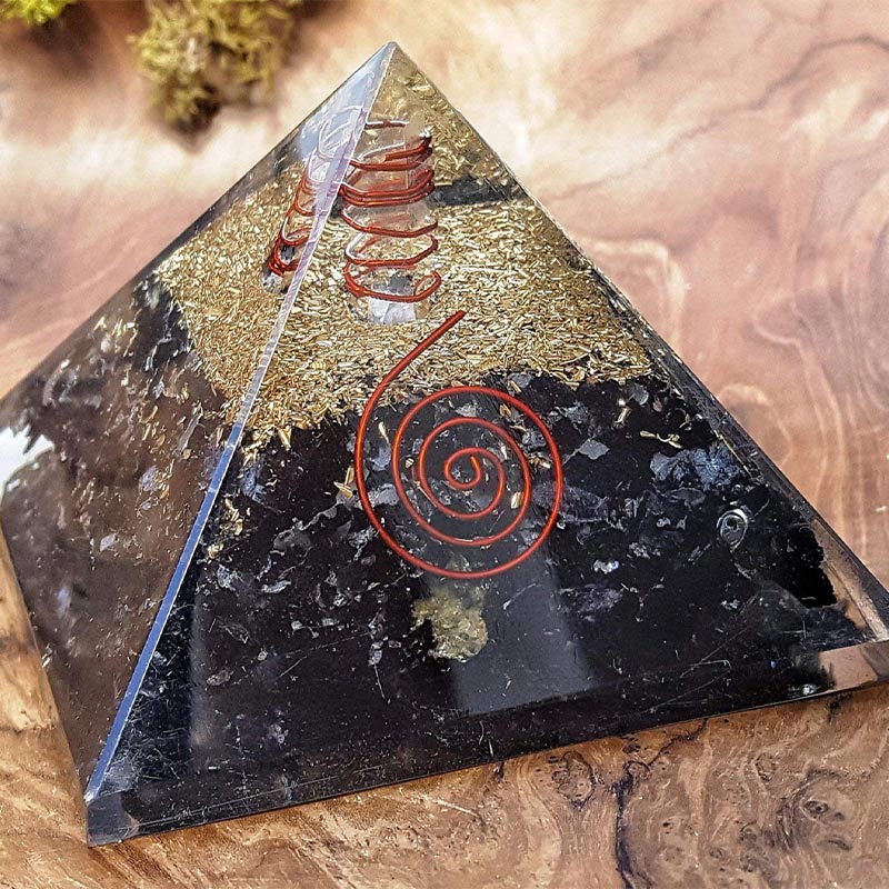 Olivenorma Black Tourmaline with Clear Crystal Mental Balance Orgone Pyramid - image 1