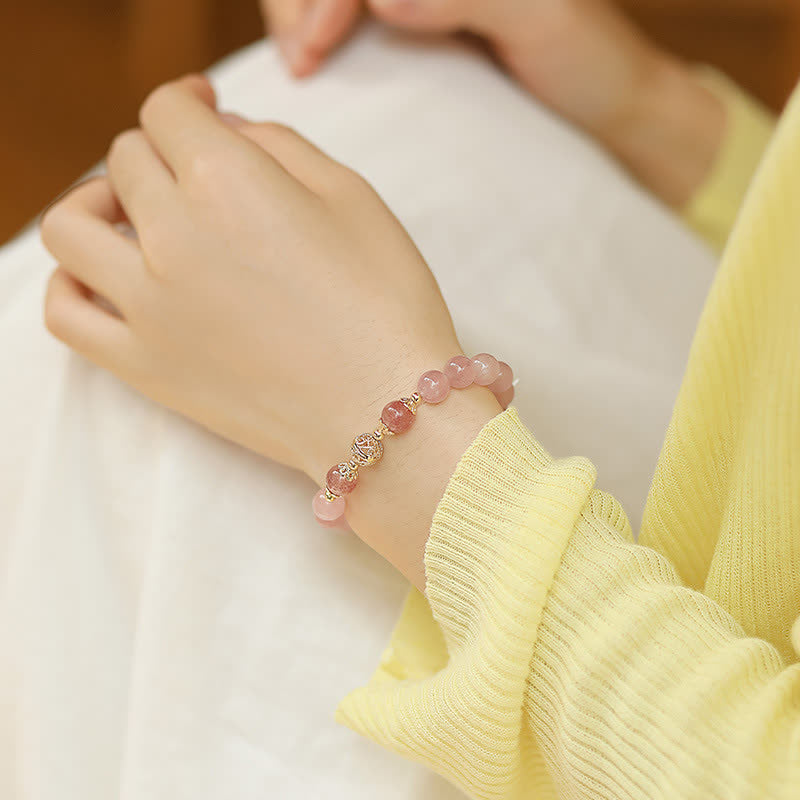 Strawberry Quartz Love Gemstone Bracelet - image 1