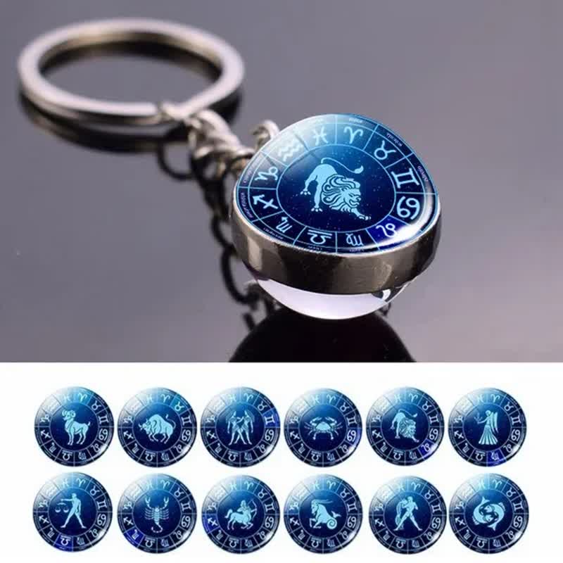 Glass 12 Stars Zodiac Protection Keychain - image 1