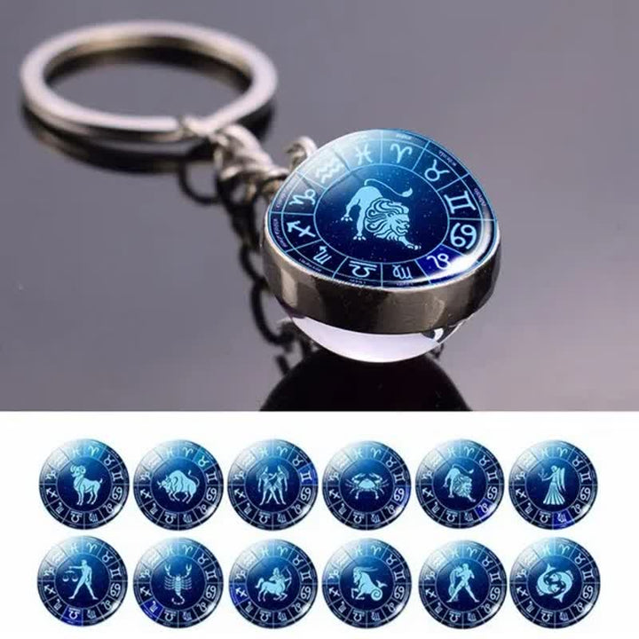 Glass 12 Stars Zodiac Protection Keychain - image 1
