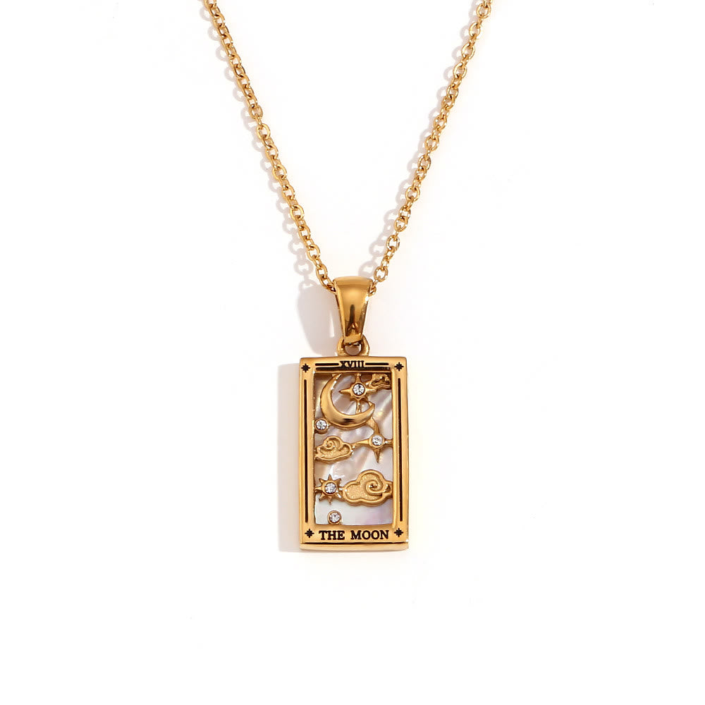 Olivenorma Stainless Steel 18k Gold Plated Tarot Card Necklace - THE MOON - Golden - image 13