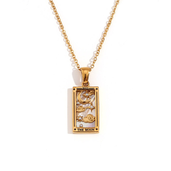 Olivenorma Stainless Steel 18k Gold Plated Tarot Card Necklace - THE MOON - Golden - image 13