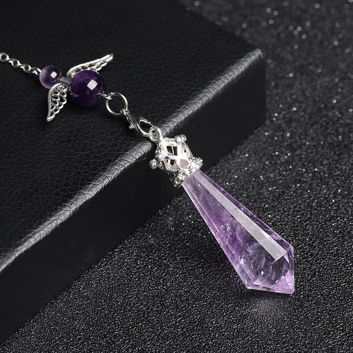 Olivenorma Labradorite Crystal Angel Wings Pendulum - Amethyst - image 11