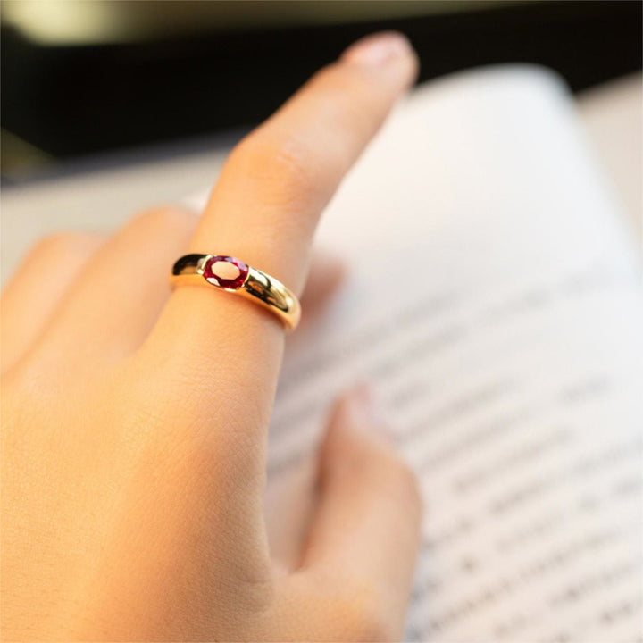 Olivenorma Garnet Gold Plated Minimalist Luxury Ring - image 9