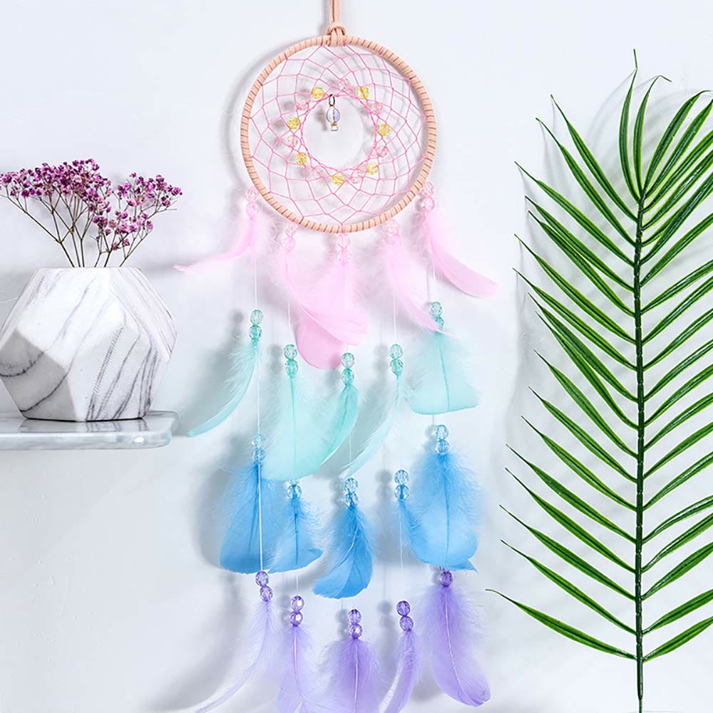 Olivenorma Colorful Acrylic Bead Feather Handmade Dream Catcher - Without Lights - image 4