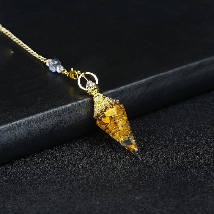 Olivenorma Natural Crystal Resin Hexagonal Pyramid Pendulum - Yellow Agate - image 1