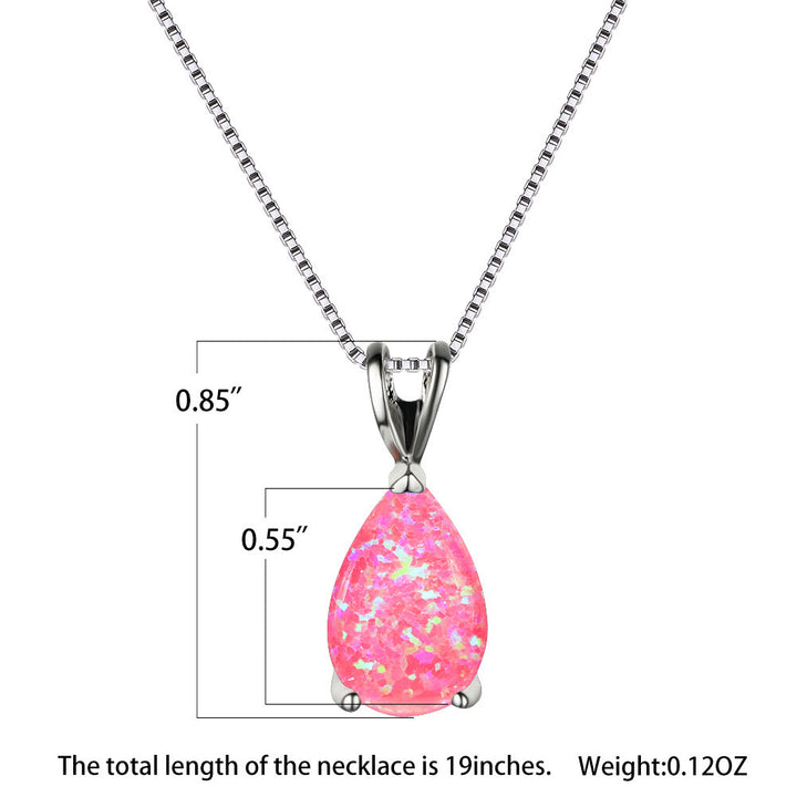 Olivenorma Synthetic Opal Water Drop Pendant Simple Necklace - image 15