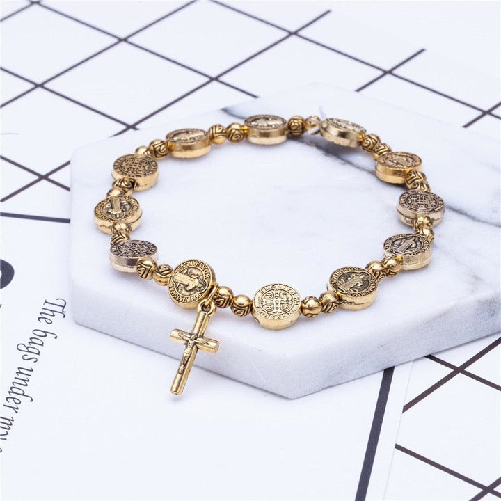 Olivenorma Golden Silver Color Jesus Christianity Cross Bracelet - image 2