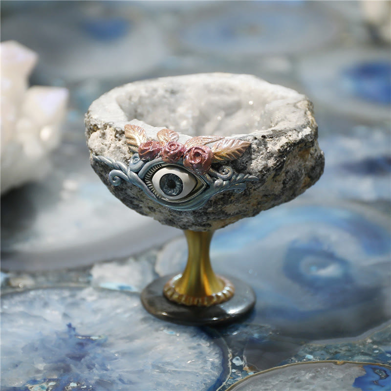 Olivenorma Natural Crystal Geode Holy Grail Evil Eye Decoration - image 2