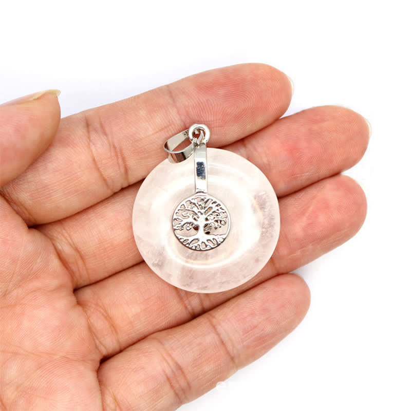 Olivenorma Natural Crystal Peace Buckle Tree Of Life Necklace - Clear Crystal - Tree Of Life - image 58
