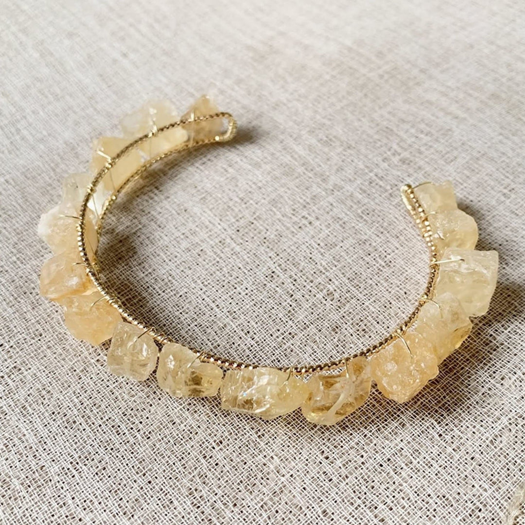 Olivenorma Natural Crystal Gravel Beads Wire Wound Bracelet - Citrine - image 7