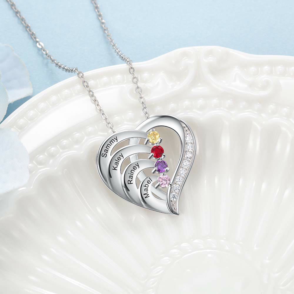 Olivenorma Personalized Birthstones Engraved Heart Necklace - image 5