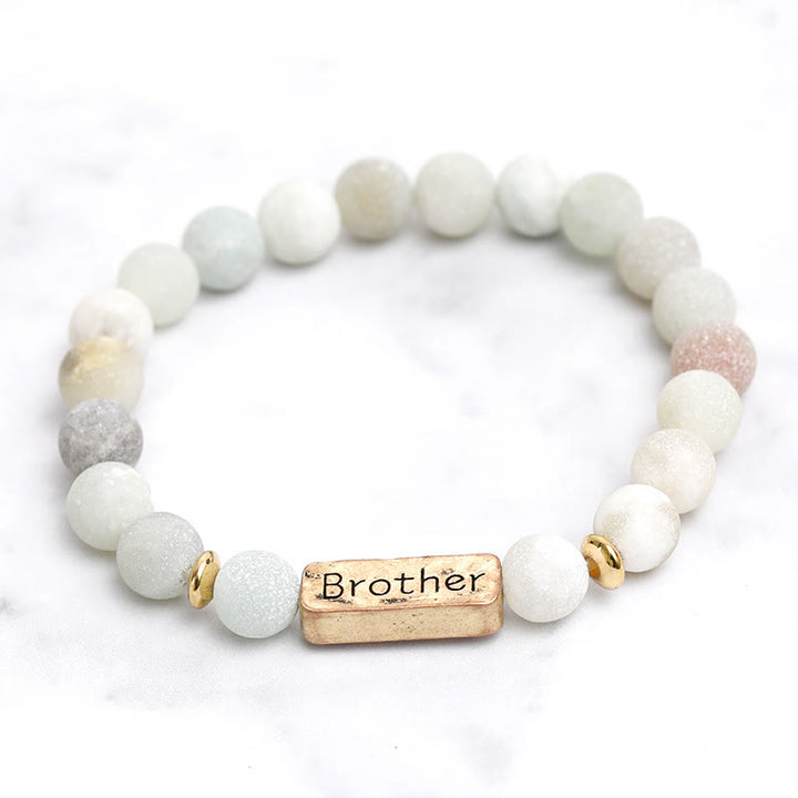 Olivenorma Natural Gemstone Brother Engraving Bracelet - image 9