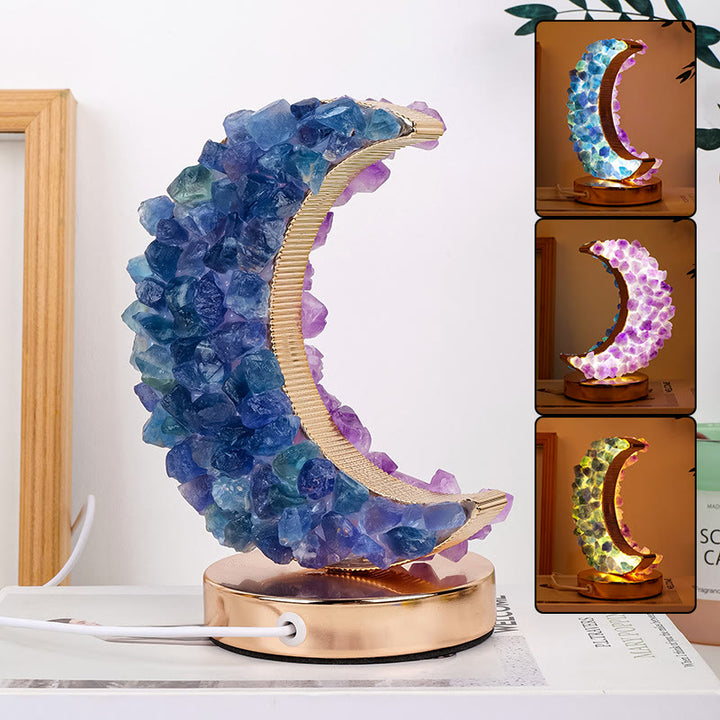 Olivenorma Amethyst Citrine Blue Fluorite Moon Crystal Lamp - image 3