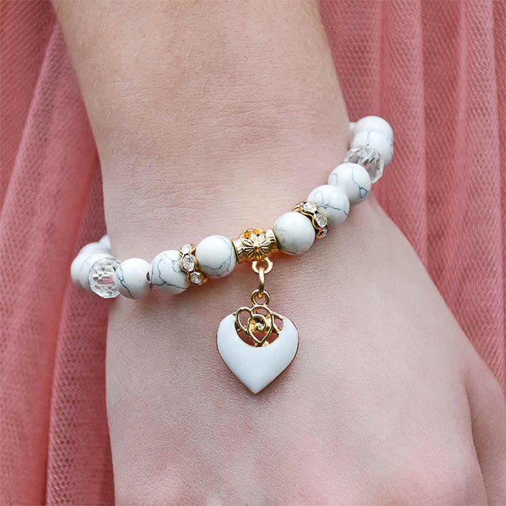 Olivenorma White Rose Beaded Turquoise Bracelet - image 4