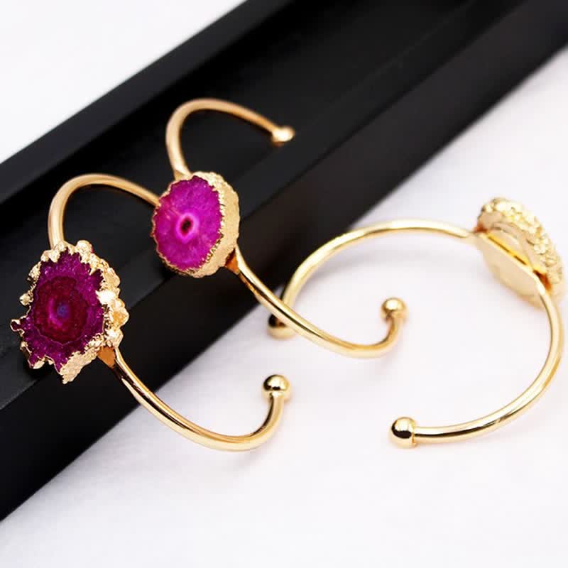 Irregular Sunflower Natural Gemstone Bracelet - Pink Crystal - image 5