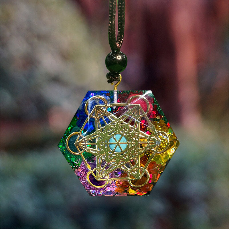 Olivenorma Chakra Metatron's Cube Symbol Meditation Necklace - image 5