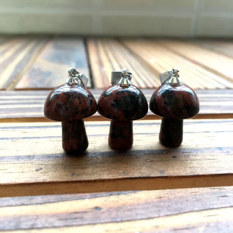 Olivenorma Spiritual Attunement Mushroom Design Healing Necklace - Mahogony Obsidian - image 14