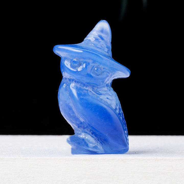 Olivenorma Halloween Crystal Owl Carving Gemstone Decoration - Blue Opalite - image 14
