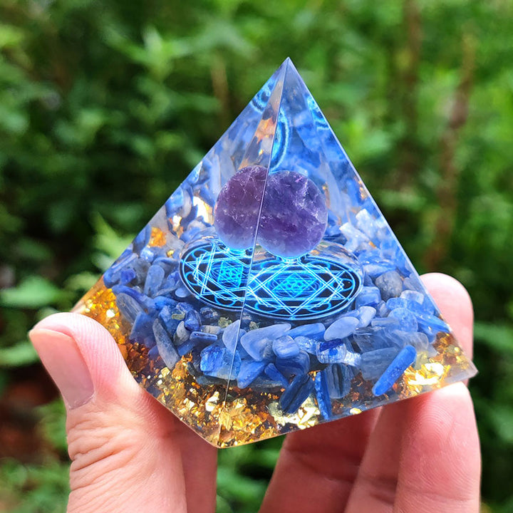 Olivenorma Kyanite With Amethyst Ball Orgone Pyramid - image 1