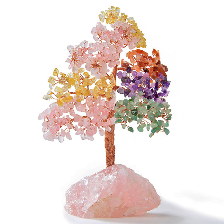 Olivenorma Bonsai Feng Shui Tree on Rose Quartz Base - Natural Crystal - 8 inches - image 0