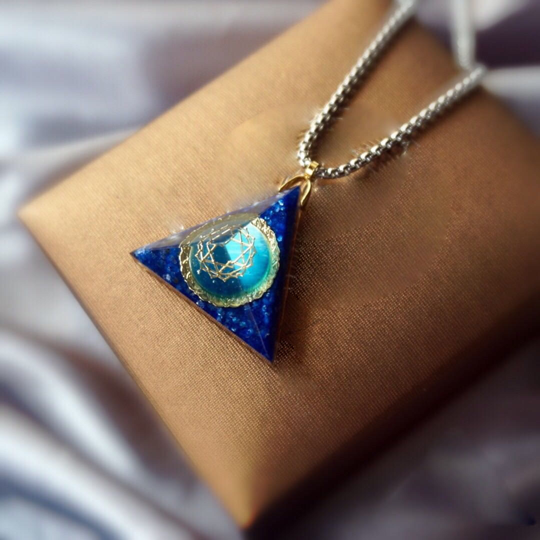 Olivenorma Lapis Lazuli Aquamarine Triangular Organe Necklace - image 3