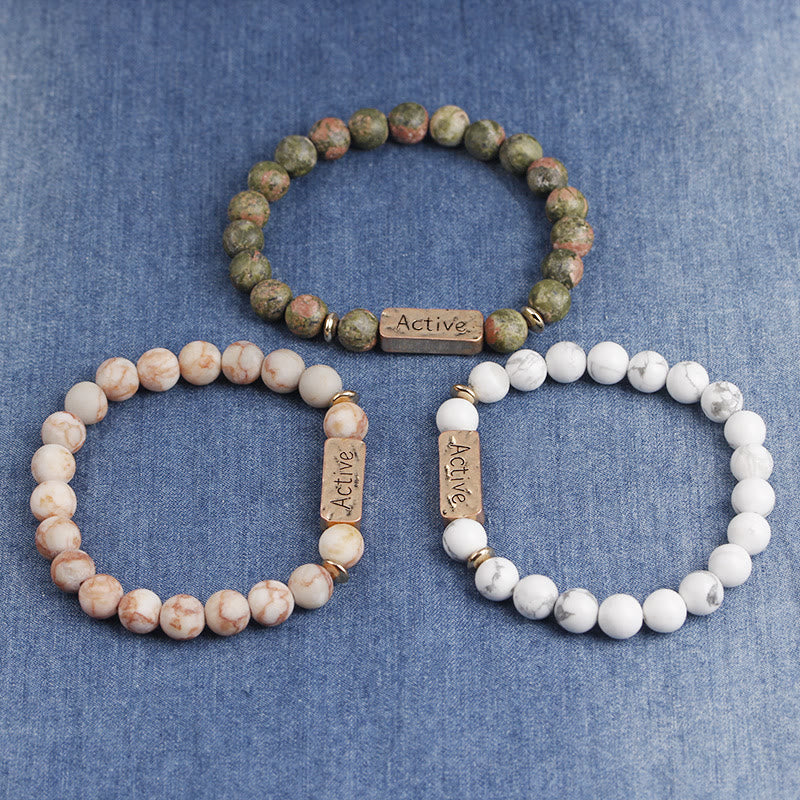 Olivenorma Natural Gemstone Active Faith Engraving Bracelet - image 16