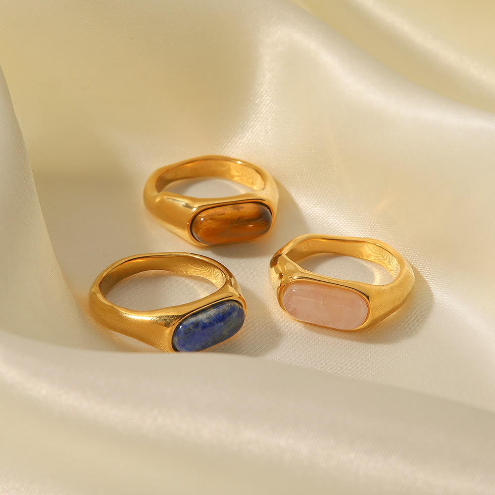Olivenorma Oval Natural Stone Gold Color Ring - image 13