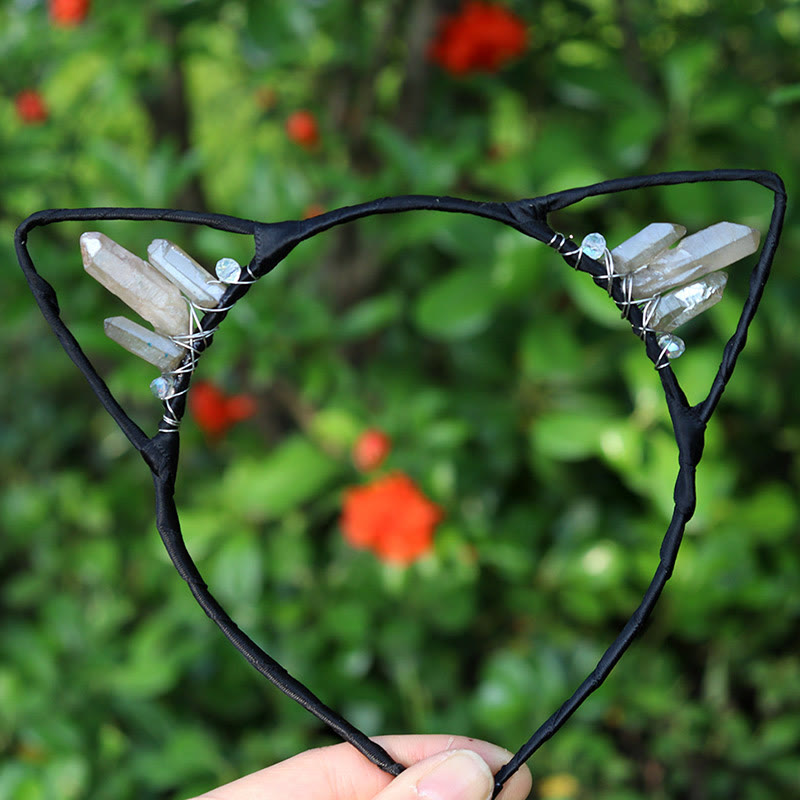 Olivenorma Electroplating Crystal Cat Ears Headband - Light Brown Quartz - image 53