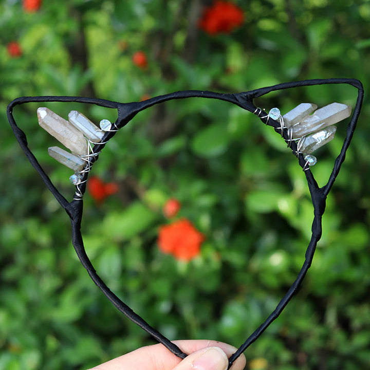 Olivenorma Electroplating Crystal Cat Ears Headband - Light Brown Quartz - image 53