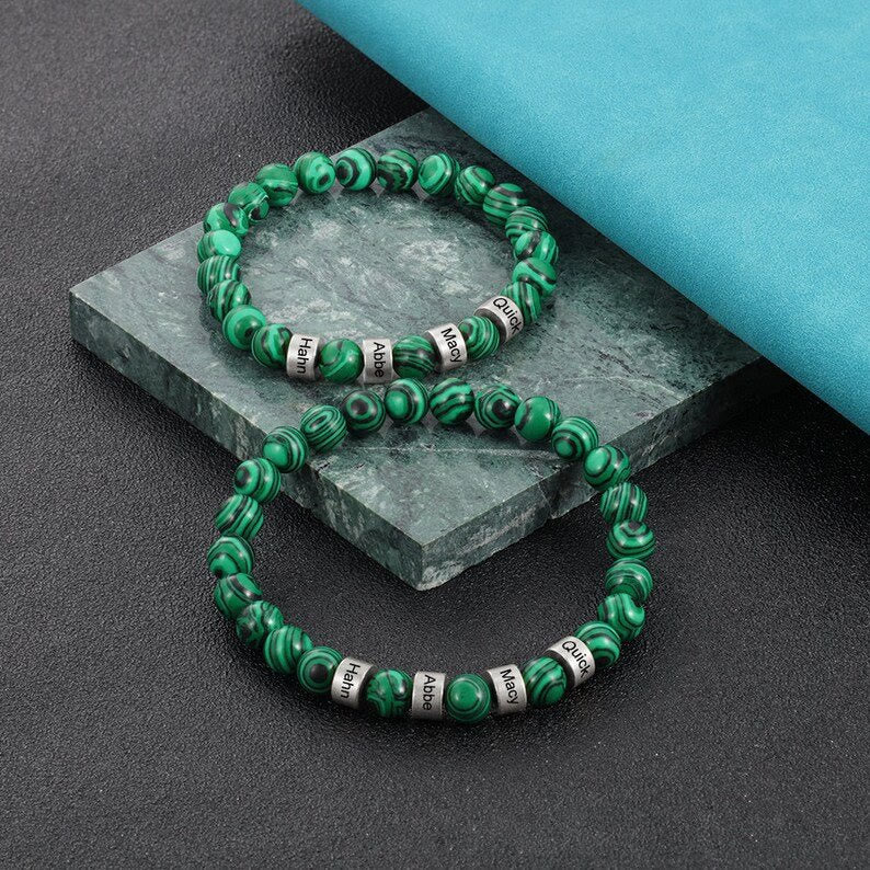 Olivenorma Natural Stone Engraving Personalized Beads Men Bracelet - image 34